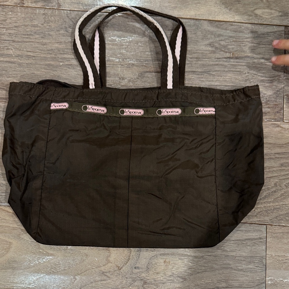 LeSportsac Dark Brown Tote with Pink Accents